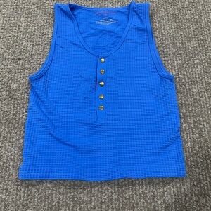 Suzette Collection Vibrant Blue Tank Top with Gold Accents